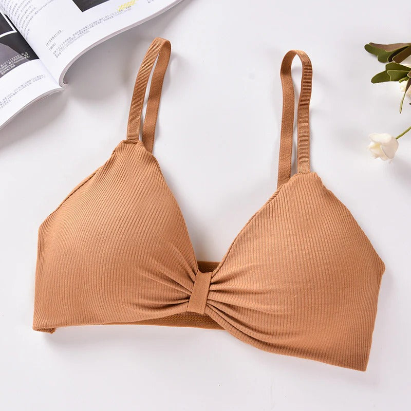 V Cup Light Padded Korean Style Women’s Cotton Seamless Bra