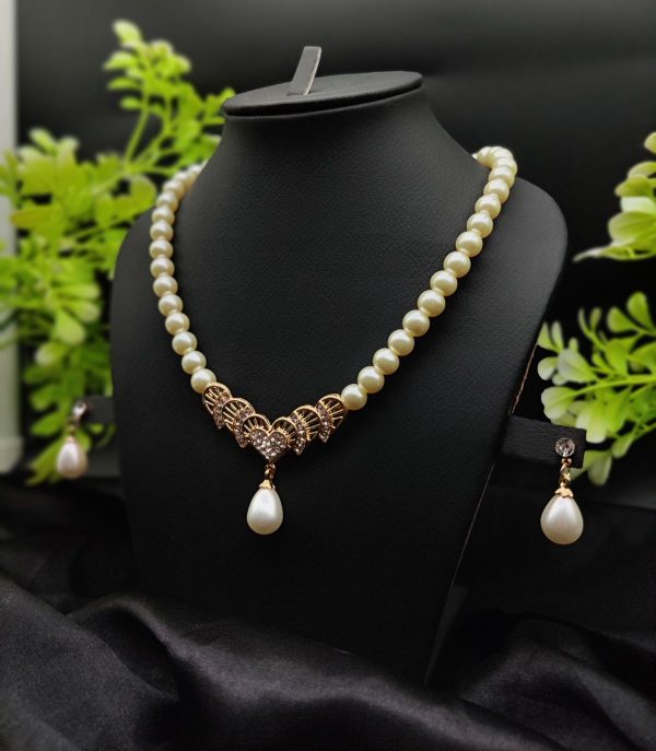 Imported Timeless Pearl Elegance Necklace Set With Drop Earrings | Girls & Women Fashion